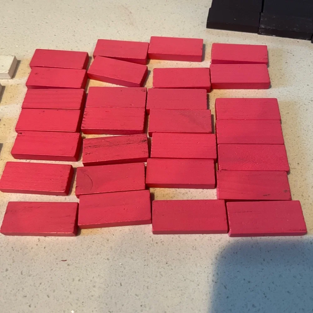 Dominoes, wooden, assorted colors